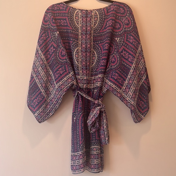 BCBGMAXAZRIA - Bryna Tie Belted Draped Kimono Dress Purple Fuscia Size Small - Picture 5 of 8